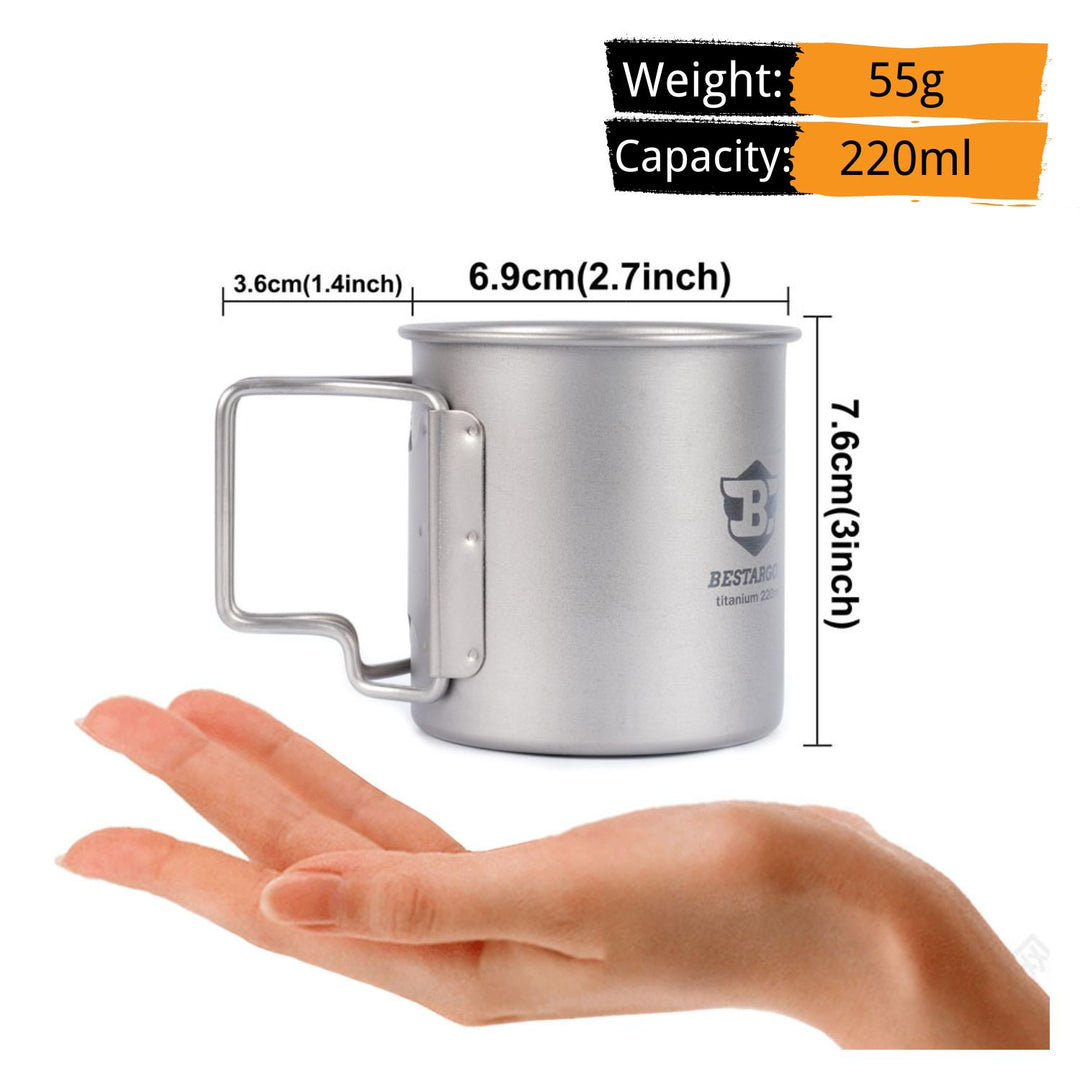 220ML Mug en Titane Bestargot Ti-Tasse à Une Couche