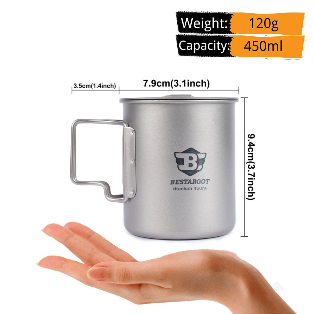 3-Piece Titanium Mug Set 220ml, 450ml, 750ml