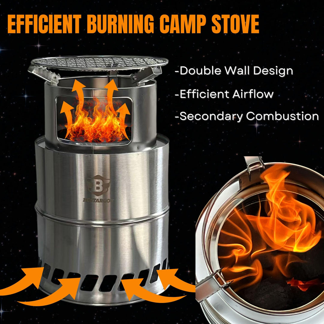 Outdoor Portable Charcoal Grills Smokeless Fire Pit – Large Charcoal BBQ | Portable Wood Burning Fire Pit, Smokeless Campfire for Backyard, Patio and Camping, Wood Stove Heater for Outdoor Heating