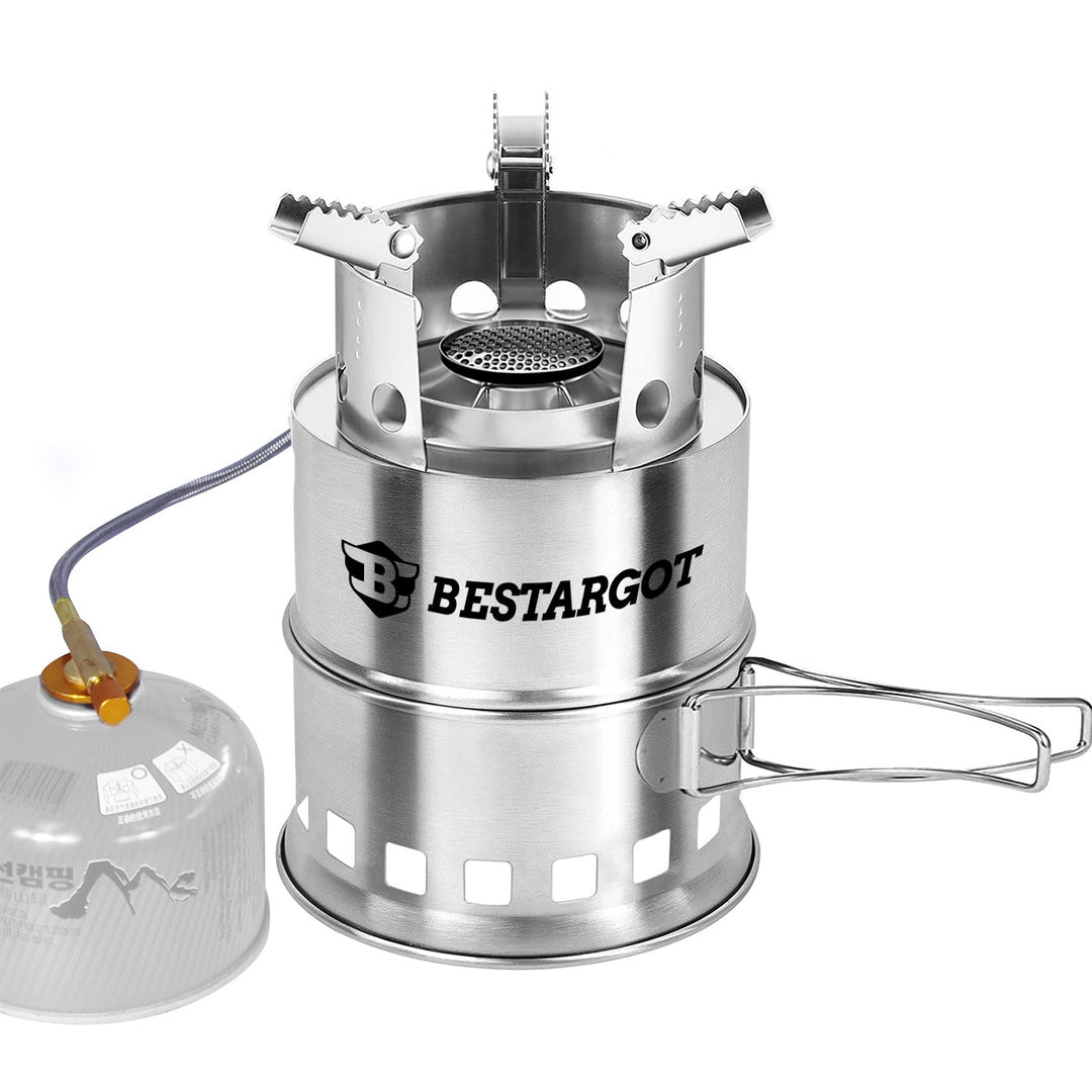 Bestargot New 2024: Camping Wood Stove & Gas Cooker, Portable, Dual Mode, High-Quality Stainless Steel, Robust and Durable