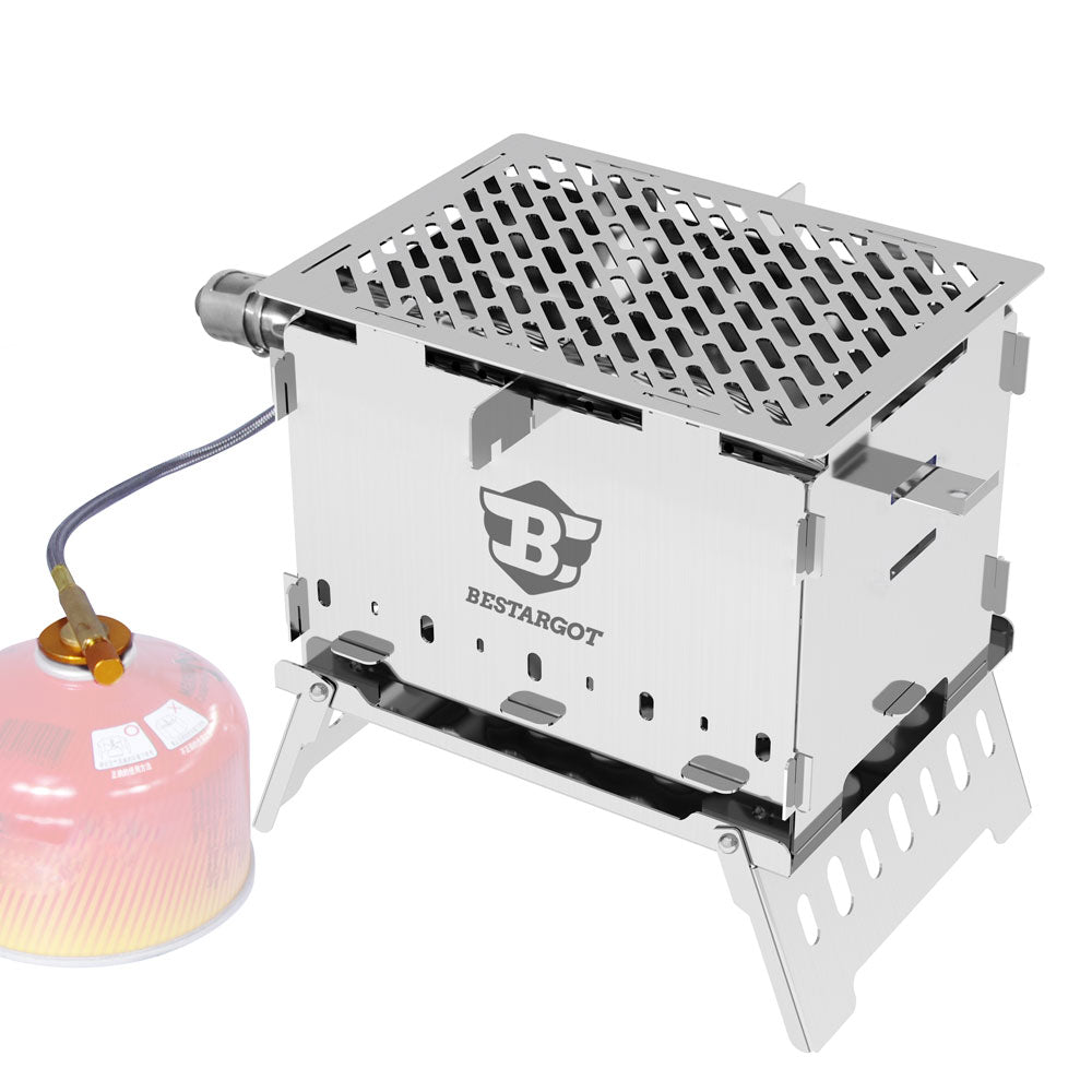 Camping Portable Wood Gas Stove with Pipe Burner, Backpack Stove, for Solo Camping, Hiking, Picnic