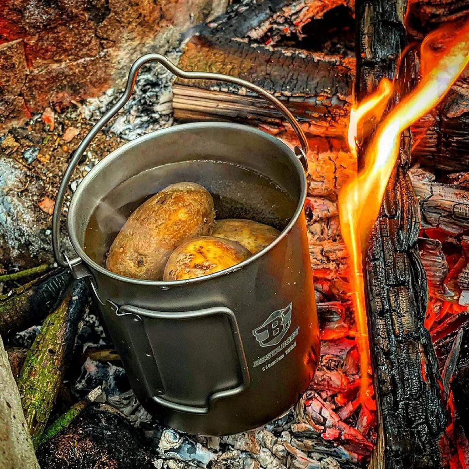 TAIJU Mサイズ 吉光窯 earnest hearts pot Bestargot Light Titanium 750ml Pot with Bail Handle, Equipped with