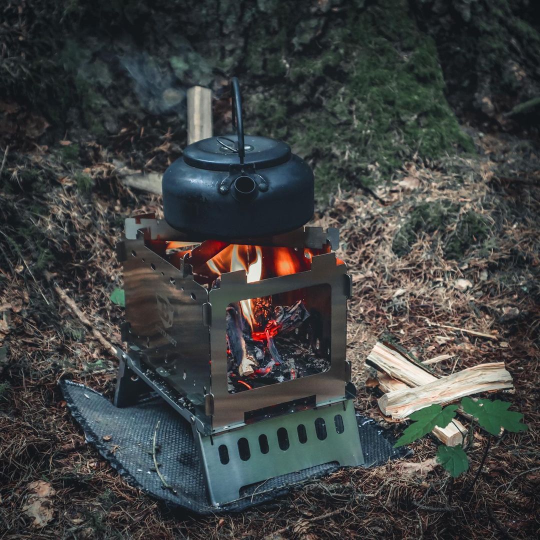 Carte de camping, acier inoxydable, système de cuisson pliant, conception portable