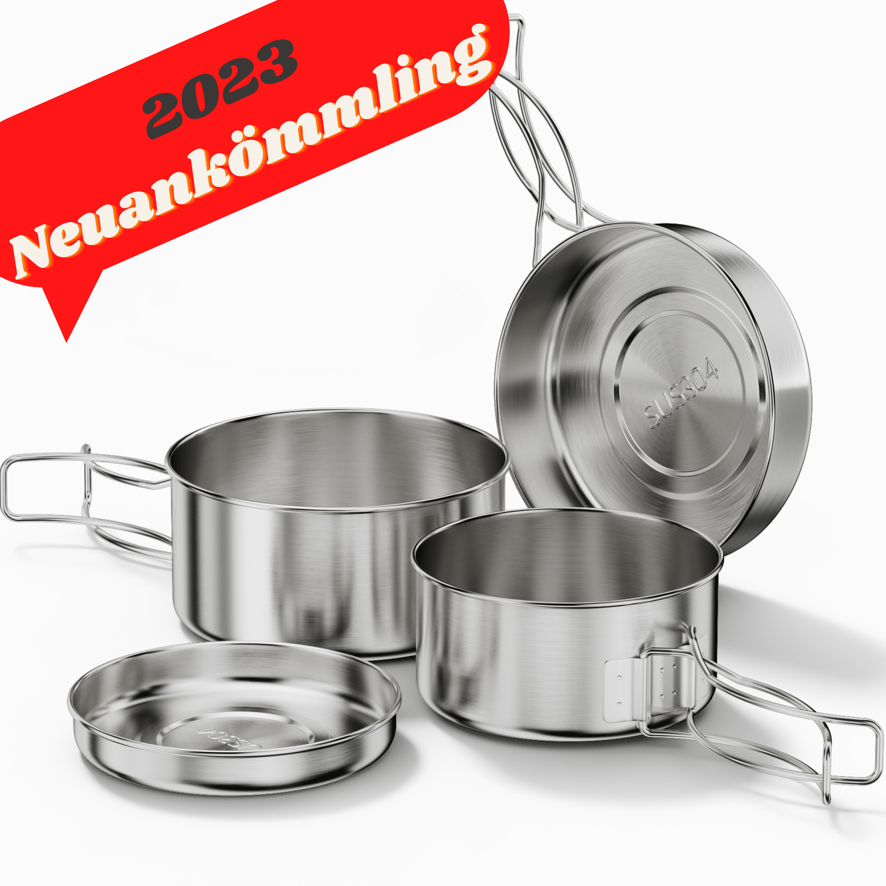  CretFine 304 Stainless Steel Camping Cookware Set