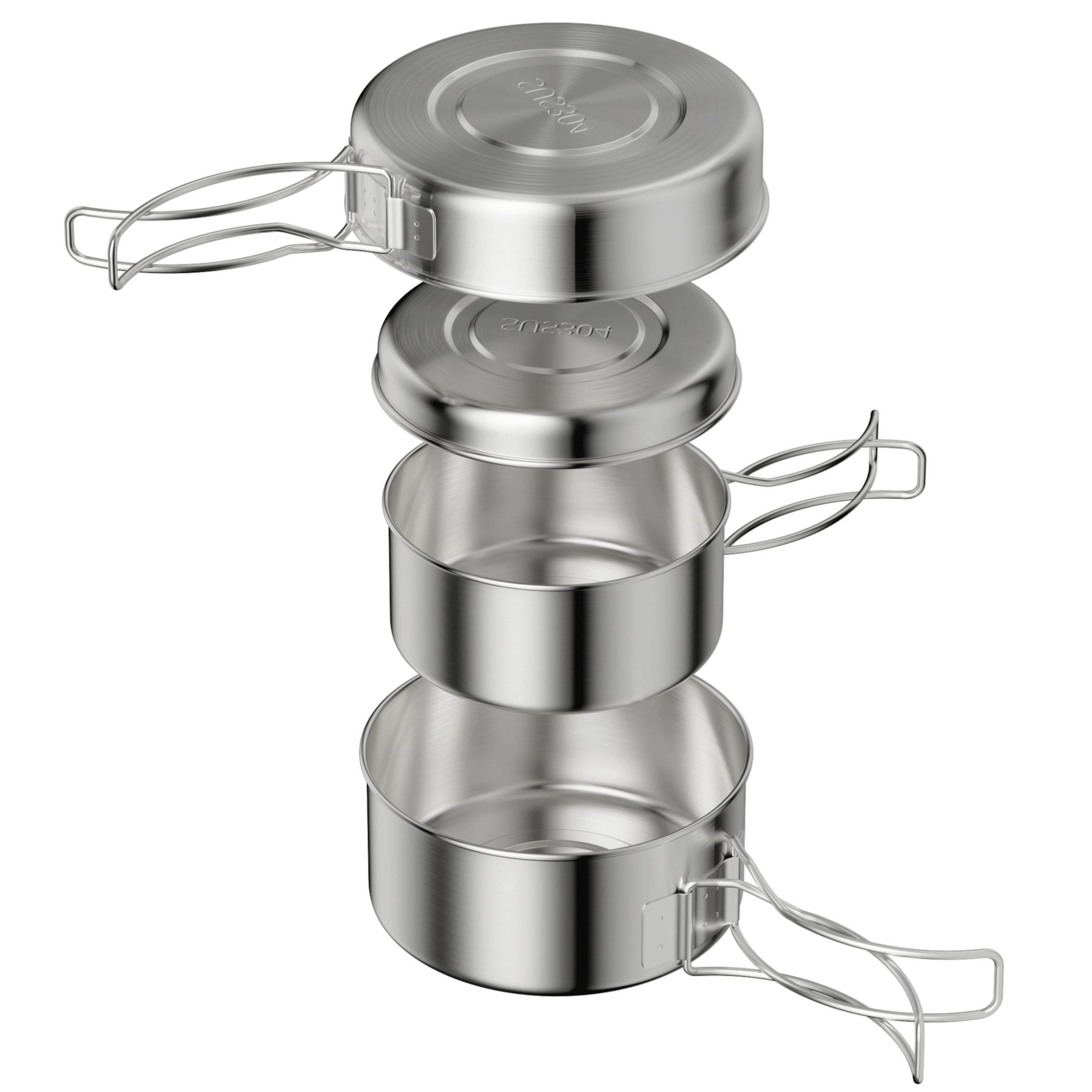 Stainless Steel Camping Cookware Set, 4piece Camping Pot Pan Set, 600